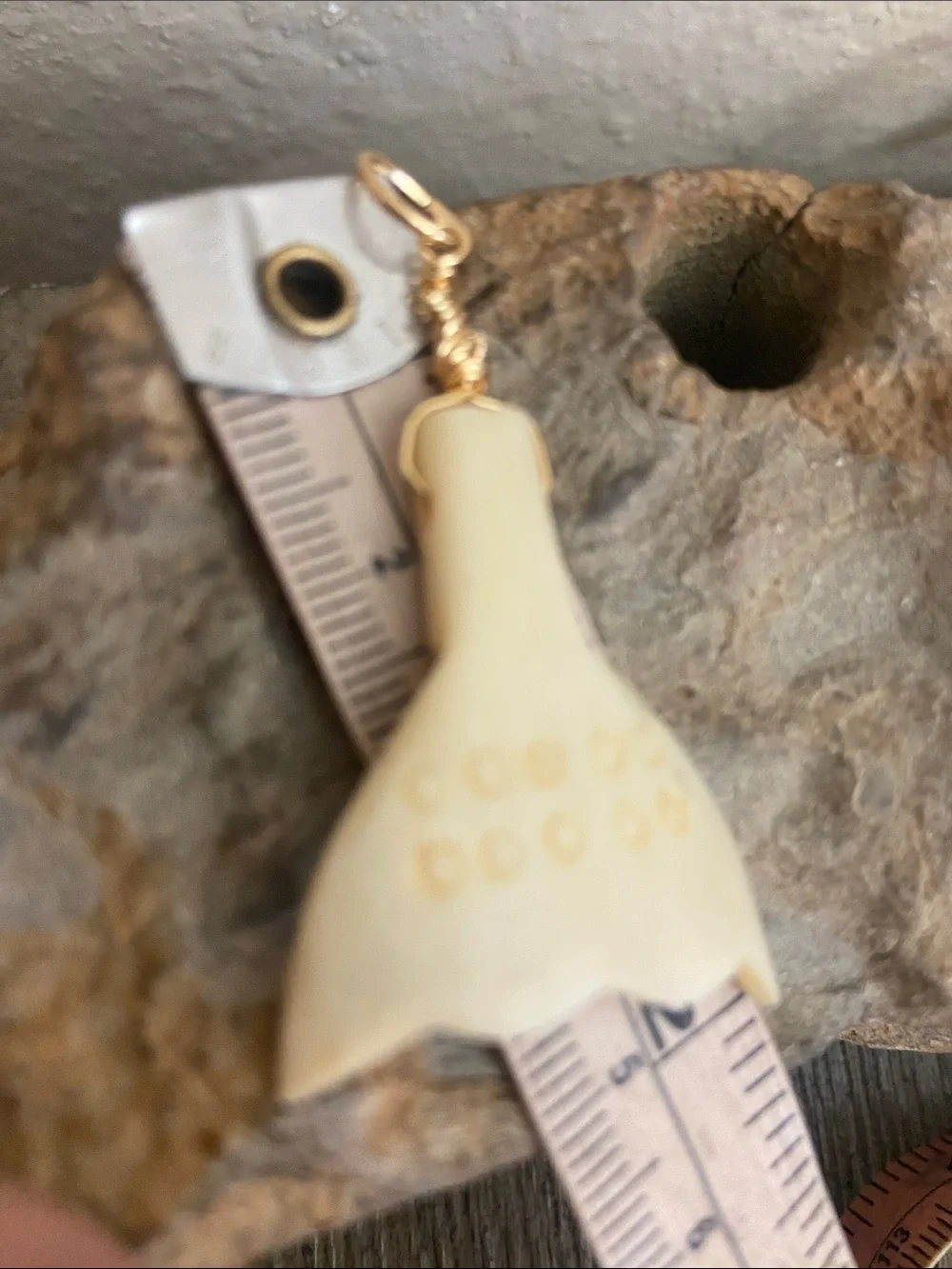 NEW Handmade Vintage Whale Tail BONE Pendant Charm